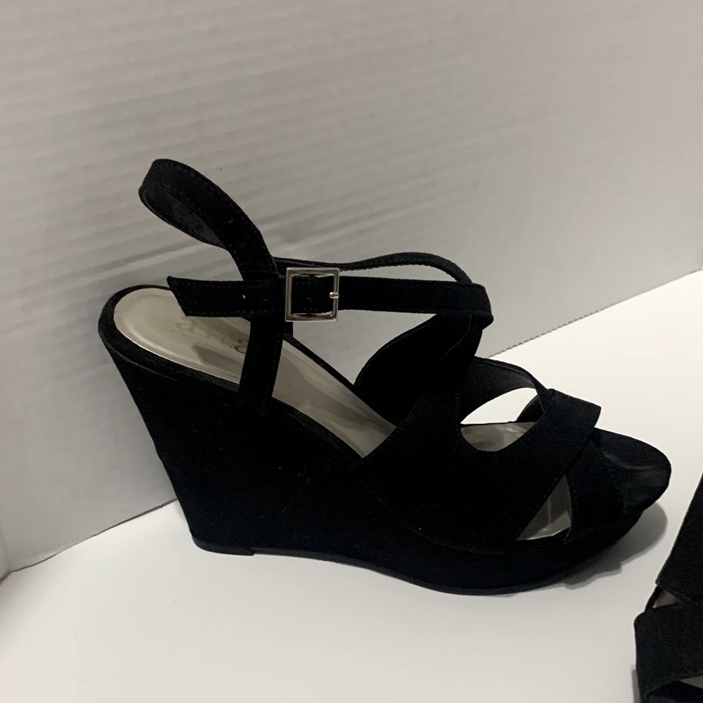 Black Strappy Wedges